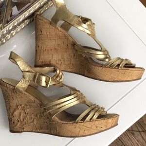 Wedged Gold Platform Audrey Brooke Sandle